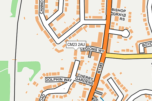 CM23 2AU map - OS OpenMap – Local (Ordnance Survey)