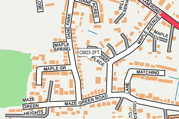 CM23 2FT map - OS OpenMap – Local (Ordnance Survey)