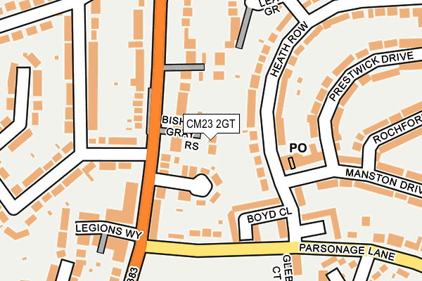 CM23 2GT map - OS OpenMap – Local (Ordnance Survey)