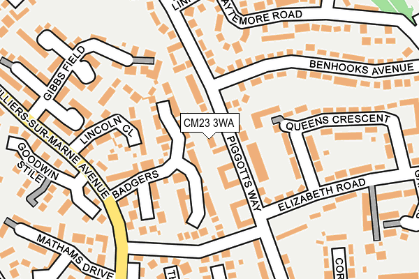CM23 3WA map - OS OpenMap – Local (Ordnance Survey)