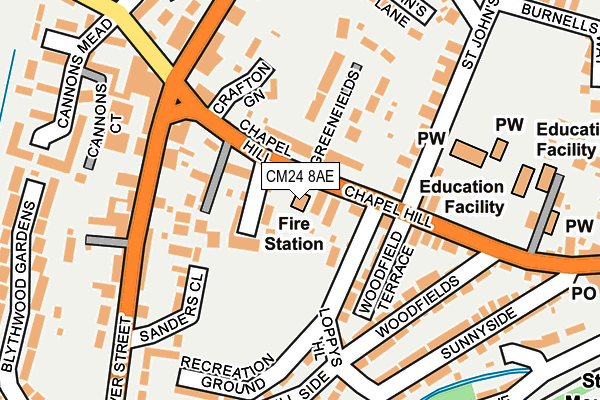 CM24 8AE map - OS OpenMap – Local (Ordnance Survey)