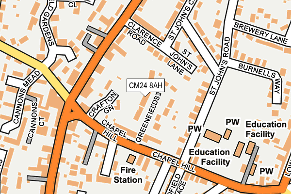 CM24 8AH map - OS OpenMap – Local (Ordnance Survey)