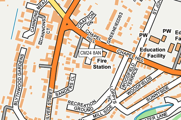 CM24 8AN map - OS OpenMap – Local (Ordnance Survey)