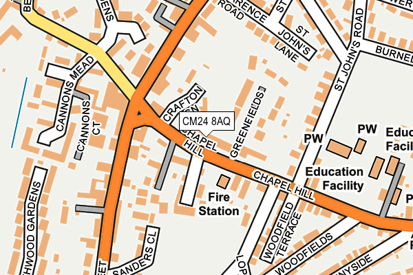 CM24 8AQ map - OS OpenMap – Local (Ordnance Survey)