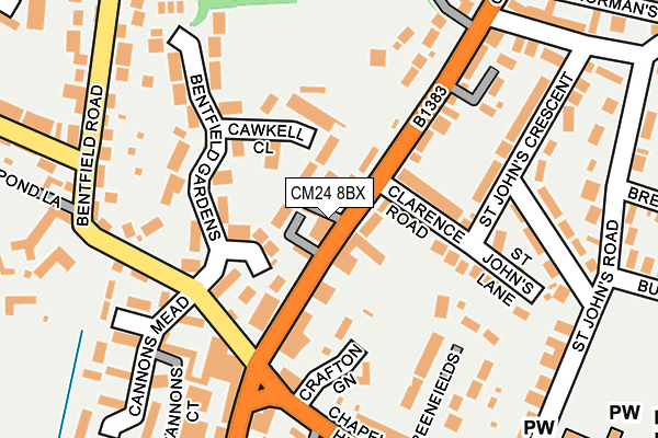 CM24 8BX map - OS OpenMap – Local (Ordnance Survey)