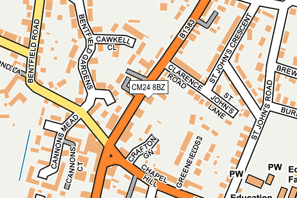 CM24 8BZ map - OS OpenMap – Local (Ordnance Survey)