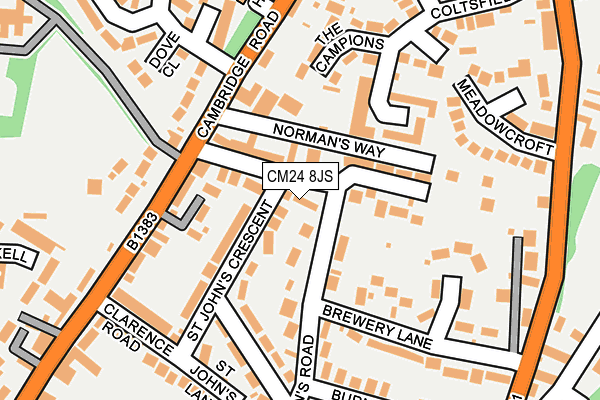 CM24 8JS map - OS OpenMap – Local (Ordnance Survey)
