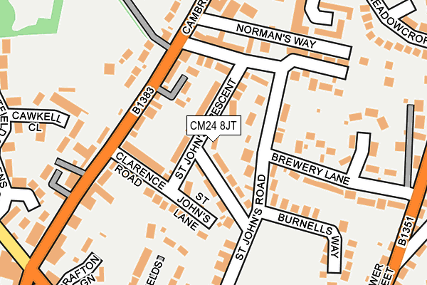 CM24 8JT map - OS OpenMap – Local (Ordnance Survey)