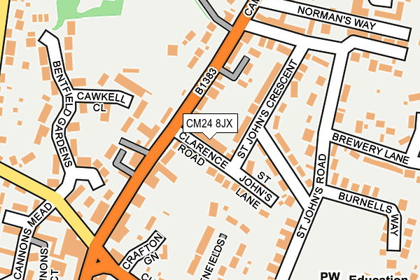 CM24 8JX map - OS OpenMap – Local (Ordnance Survey)