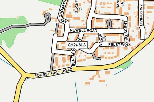 CM24 8US map - OS OpenMap – Local (Ordnance Survey)
