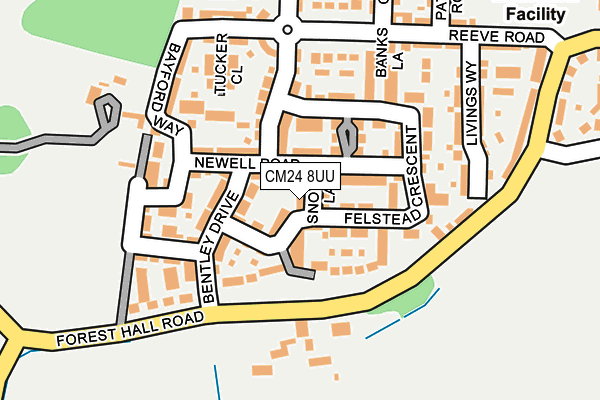 CM24 8UU map - OS OpenMap – Local (Ordnance Survey)