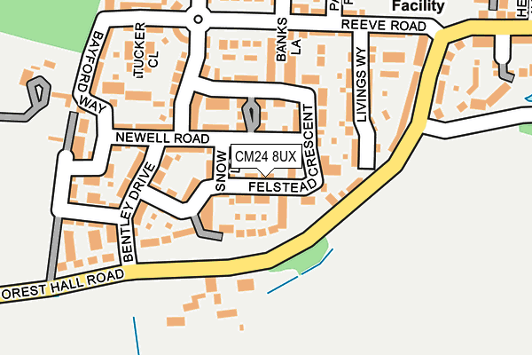 CM24 8UX map - OS OpenMap – Local (Ordnance Survey)