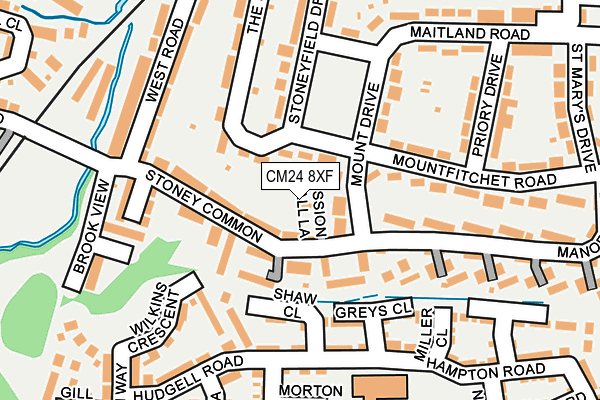 CM24 8XF map - OS OpenMap – Local (Ordnance Survey)