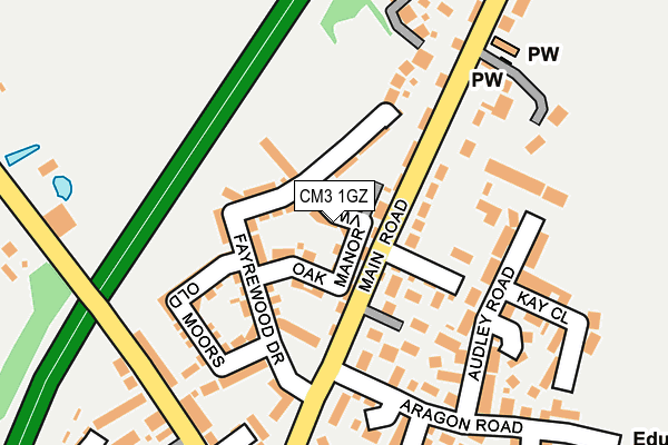 CM3 1GZ map - OS OpenMap – Local (Ordnance Survey)