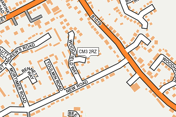 CM3 2RZ map - OS OpenMap – Local (Ordnance Survey)