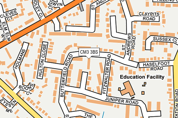 CM3 3BS map - OS OpenMap – Local (Ordnance Survey)