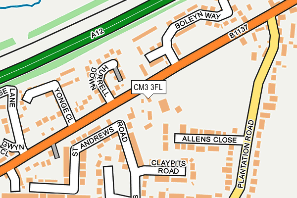 CM3 3FL map - OS OpenMap – Local (Ordnance Survey)