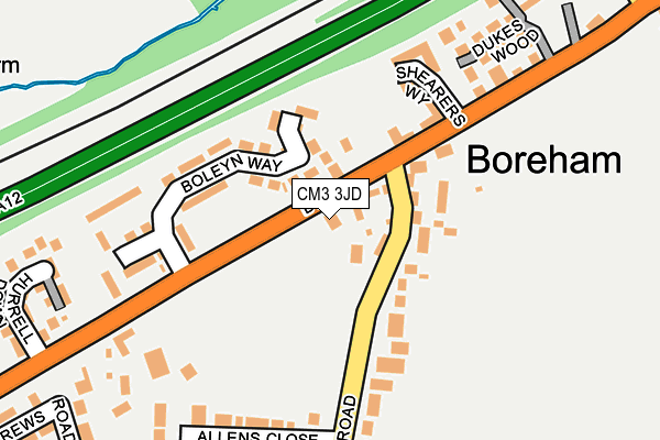 CM3 3JD map - OS OpenMap – Local (Ordnance Survey)