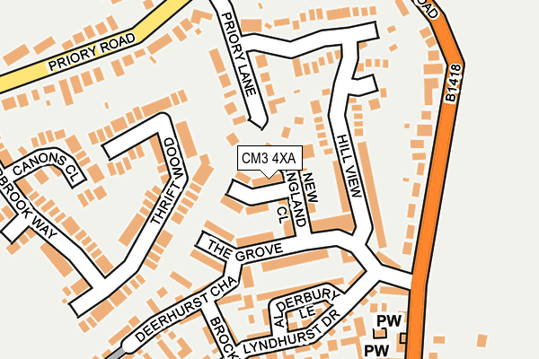 CM3 4XA map - OS OpenMap – Local (Ordnance Survey)