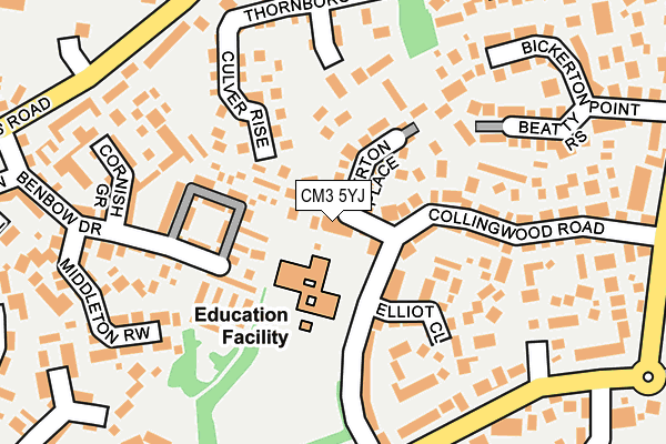 CM3 5YJ map - OS OpenMap – Local (Ordnance Survey)