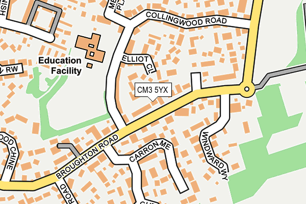 CM3 5YX map - OS OpenMap – Local (Ordnance Survey)