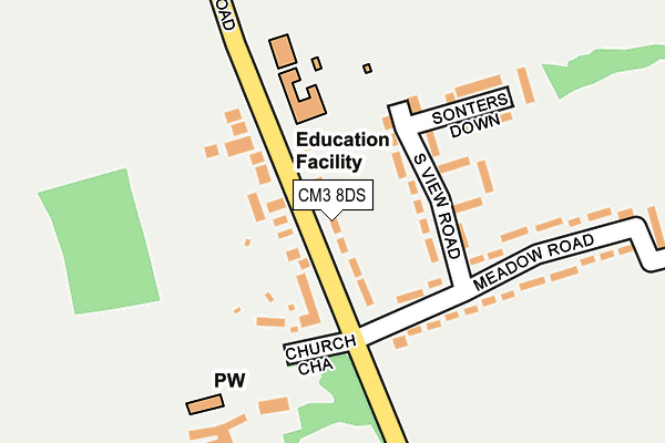 CM3 8DS map - OS OpenMap – Local (Ordnance Survey)