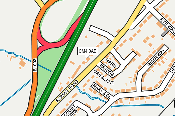 CM4 9AE map - OS OpenMap – Local (Ordnance Survey)
