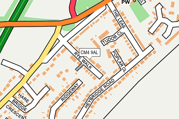 CM4 9AL map - OS OpenMap – Local (Ordnance Survey)