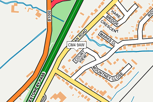 CM4 9AW map - OS OpenMap – Local (Ordnance Survey)