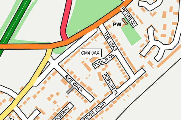CM4 9AX map - OS OpenMap – Local (Ordnance Survey)