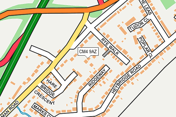 CM4 9AZ map - OS OpenMap – Local (Ordnance Survey)