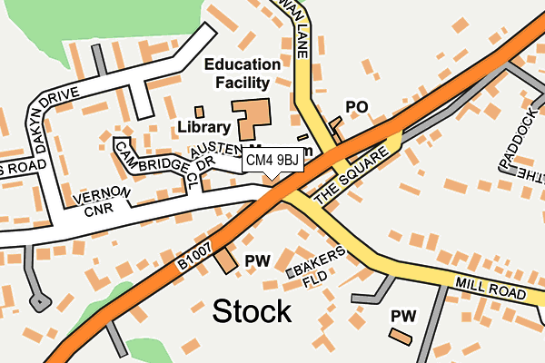 CM4 9BJ map - OS OpenMap – Local (Ordnance Survey)
