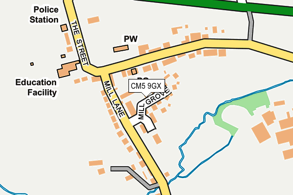 CM5 9GX map - OS OpenMap – Local (Ordnance Survey)