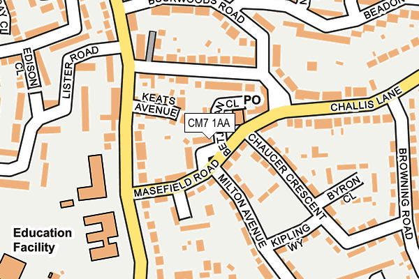 CM7 1AA map - OS OpenMap – Local (Ordnance Survey)