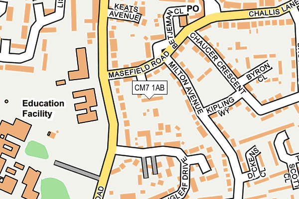 CM7 1AB map - OS OpenMap – Local (Ordnance Survey)
