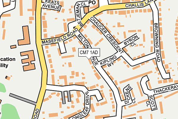 CM7 1AD map - OS OpenMap – Local (Ordnance Survey)
