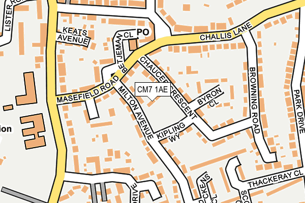 CM7 1AE map - OS OpenMap – Local (Ordnance Survey)