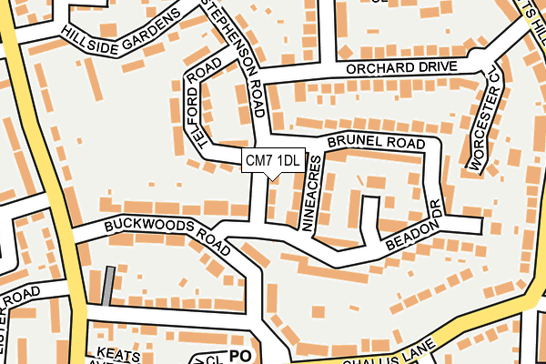 CM7 1DL map - OS OpenMap – Local (Ordnance Survey)