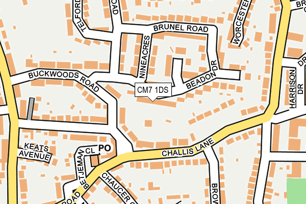 CM7 1DS map - OS OpenMap – Local (Ordnance Survey)