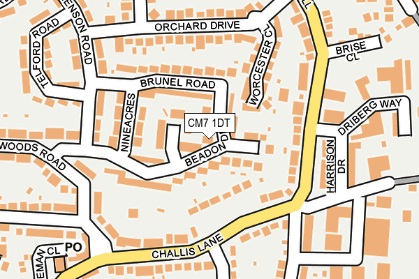 CM7 1DT map - OS OpenMap – Local (Ordnance Survey)