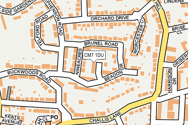 CM7 1DU map - OS OpenMap – Local (Ordnance Survey)