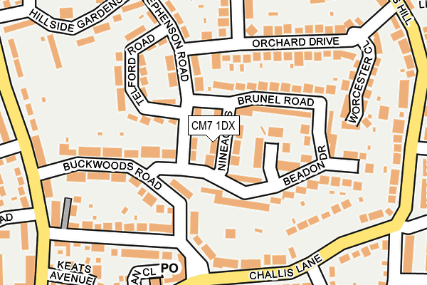 CM7 1DX map - OS OpenMap – Local (Ordnance Survey)
