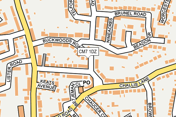 CM7 1DZ map - OS OpenMap – Local (Ordnance Survey)