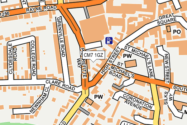CM7 1GZ map - OS OpenMap – Local (Ordnance Survey)