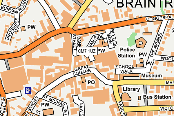 CM7 1UZ map - OS OpenMap – Local (Ordnance Survey)