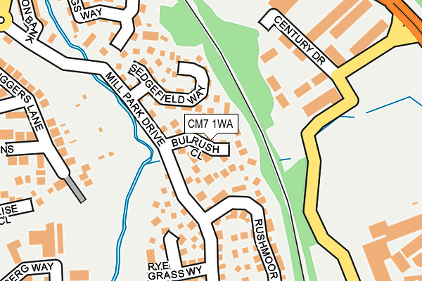 CM7 1WA map - OS OpenMap – Local (Ordnance Survey)