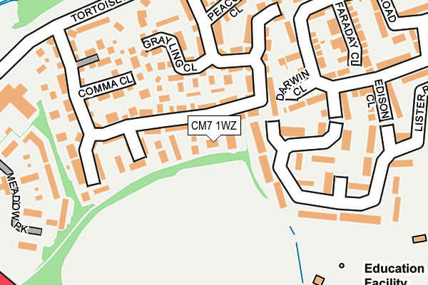 CM7 1WZ map - OS OpenMap – Local (Ordnance Survey)