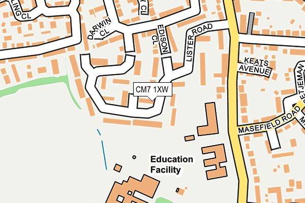 CM7 1XW map - OS OpenMap – Local (Ordnance Survey)