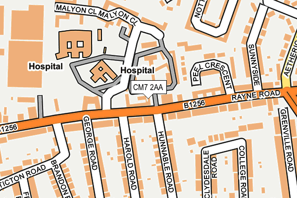 CM7 2AA map - OS OpenMap – Local (Ordnance Survey)