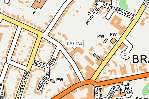 CM7 2AU map - OS OpenMap – Local (Ordnance Survey)